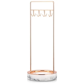 

Jewelry Tree Stand for Marble Resin & Rose Gold Metal- Bracelet & Jewelry Organizer Display Tree Rack Ring Tray (Marble)