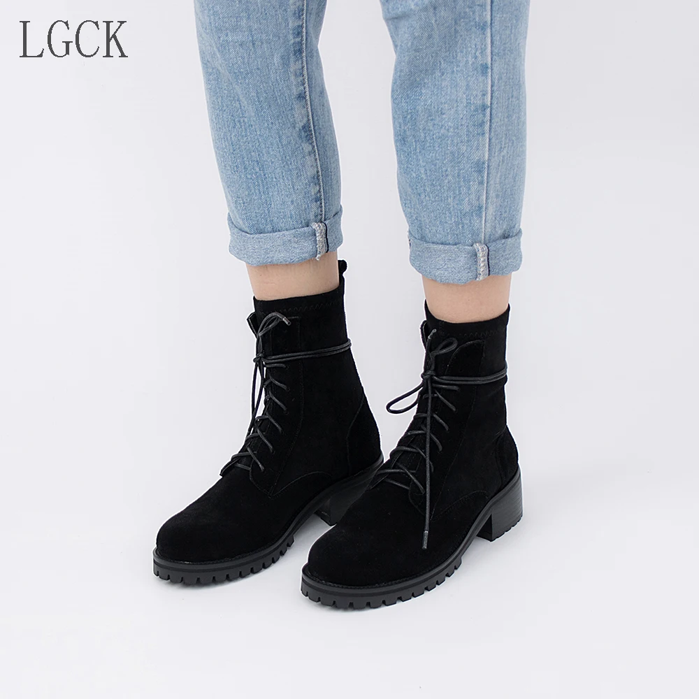 

Plus Size 34-44 Fashion Women's Ankle Boots 2020 New Punk Platform Women Boots Autumn Winter Snow Boots Ladies Motorcycle Boots