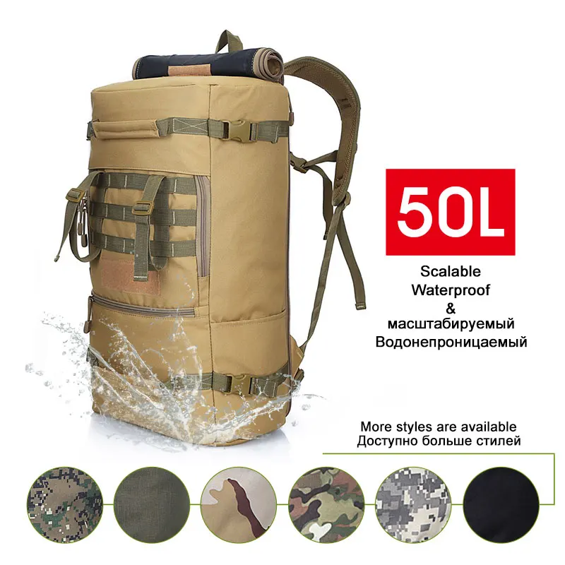 

50L Large Military Capacity Army Tactical Backpack Outdoor Camping Mountaineering Bag Men Hiking Rucksack Travel Backpack