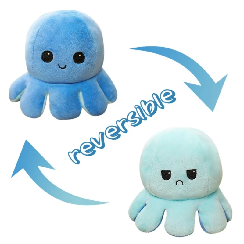 

1PC Cute Double-Sided Flip Octopus Toys Soft Cotton Stuffed Plush Kids Baby Christmas Gift Reversible Octopus Doll