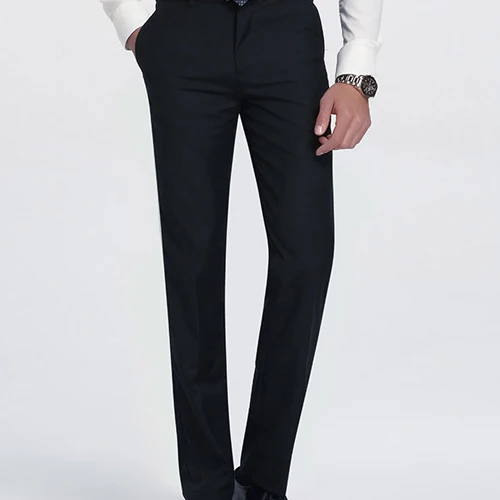 Men's Slim Fit Flat-Front Suit Separate Pant Formal Wedding Business Straight Male Trousers Light Grey Thin Office Dress Pants - Цвет: X30-6  Navy Blue