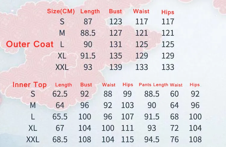 鬼灭之刃男装尺码