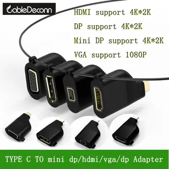 

Cabledeconn C0403 4x Type C Adapters HDMI VGA DP Mini DisplayPort Converter