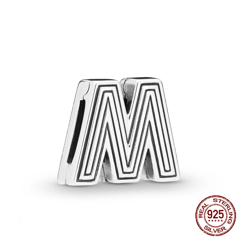 

2019 New Arrival 100% 925 Sterling Silver Beads, Letter M Clip Charms fit Original Pandora Reflexion Bracelets Women DIY Jewelry