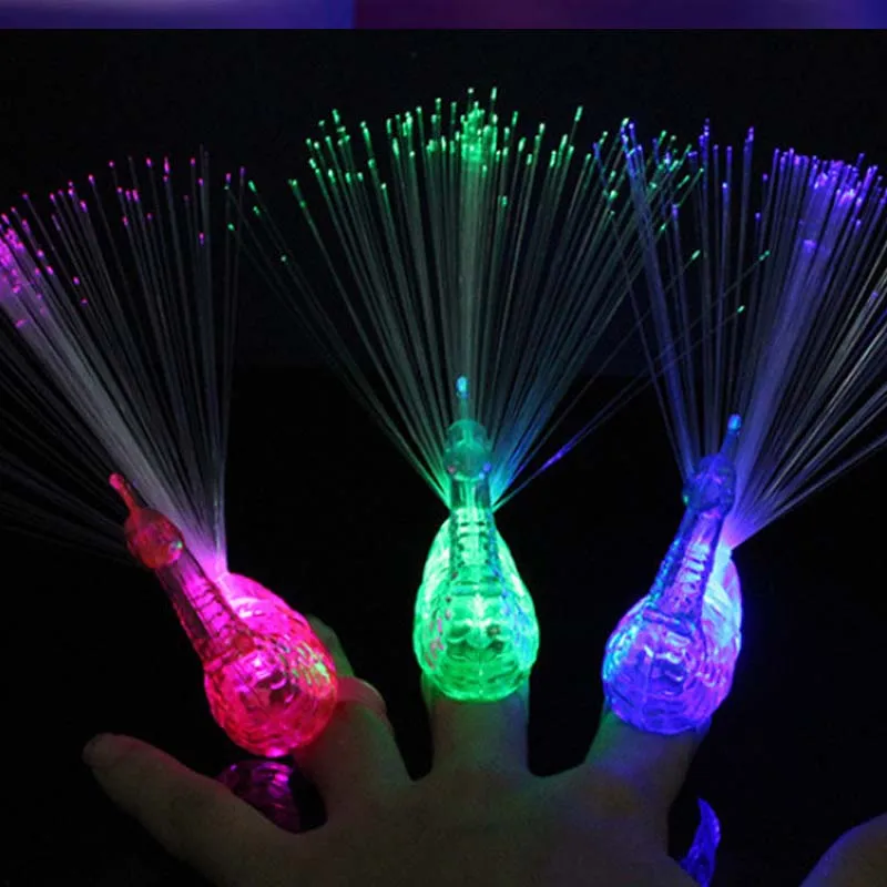 Fiber Optic FingerBeams Finger Ring Lights - 4 pack, assorted colors