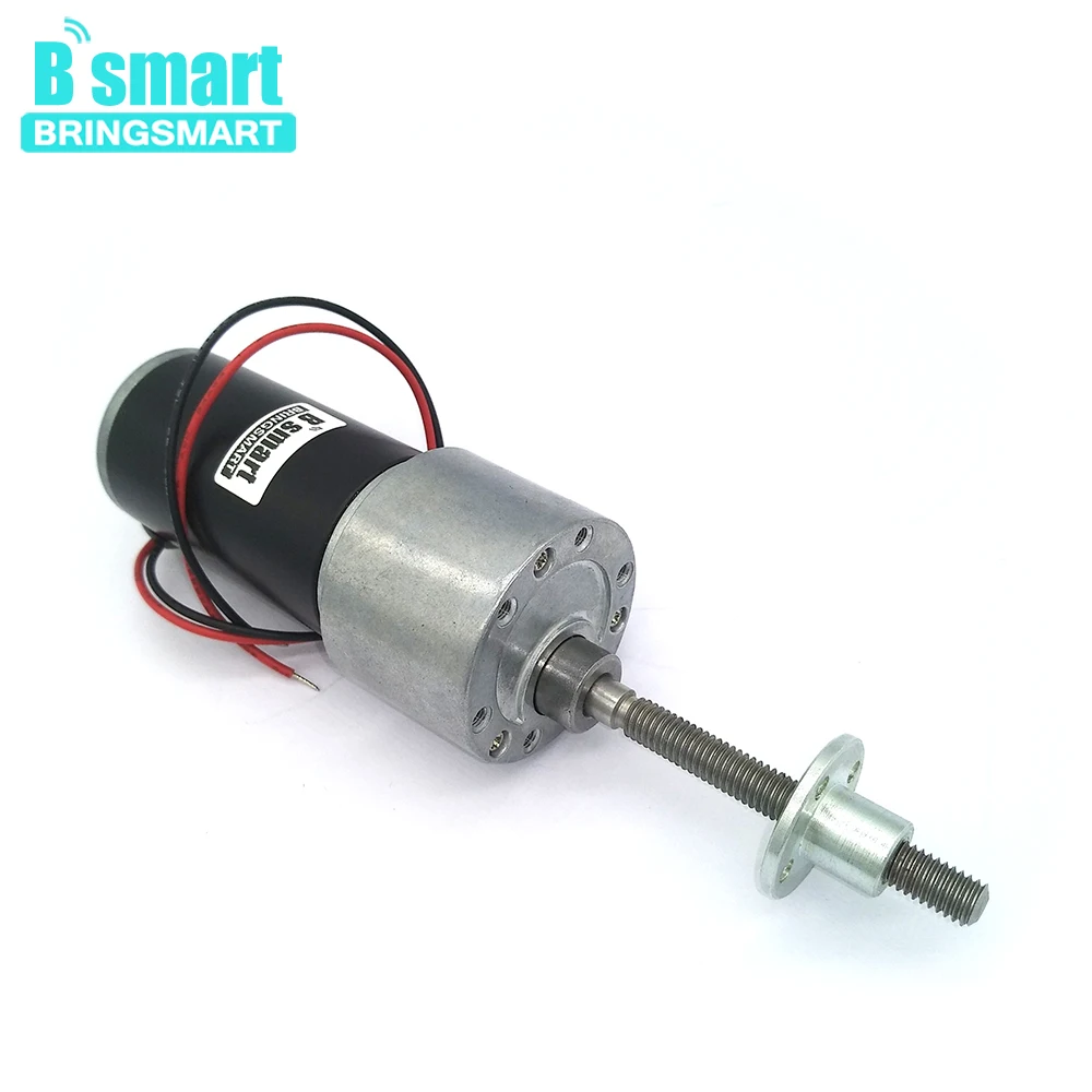 Bringsmart длинный вал микро электродвигатель 12 В DC мотор 24 в резьбовой вал для DIY частей JGB37-3157 с фланцем