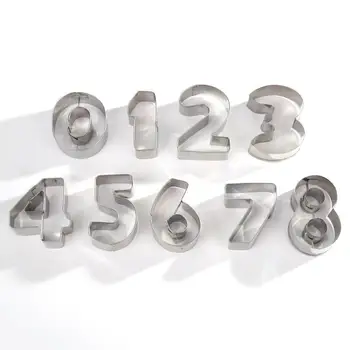 

9pcs/set Large Size 0-8 Number Shape Cookie Cutter Stainless Steel Cookies Mold Fondant Biscuit Cutter Cake Decorating Tools