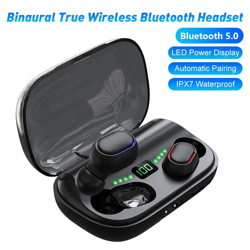 TWS V5 0 Bluetooth Wireless Earphones 1200mah Charging Box 9D HIFI Sound Touch Control Earphones for Iphone Sumsung Ipad IOS