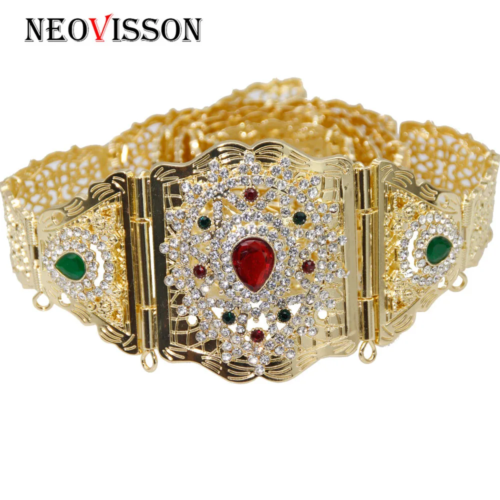 NEOVISSON rhinestone металлический пояс для женщин morocco caftan поясная цепь Золото Серебро Цвет украшения для тела Регулируемая длина - Окраска металла: NV864color