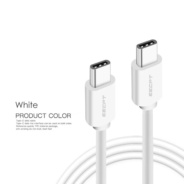 EECPT usb type-C кабель для USB C кабель PD 60 Вт Быстрая зарядка Quick Charge 4,0 type-C кабель для samsung S10 S9 Xiaomi MacBook Pro - Цвет: White