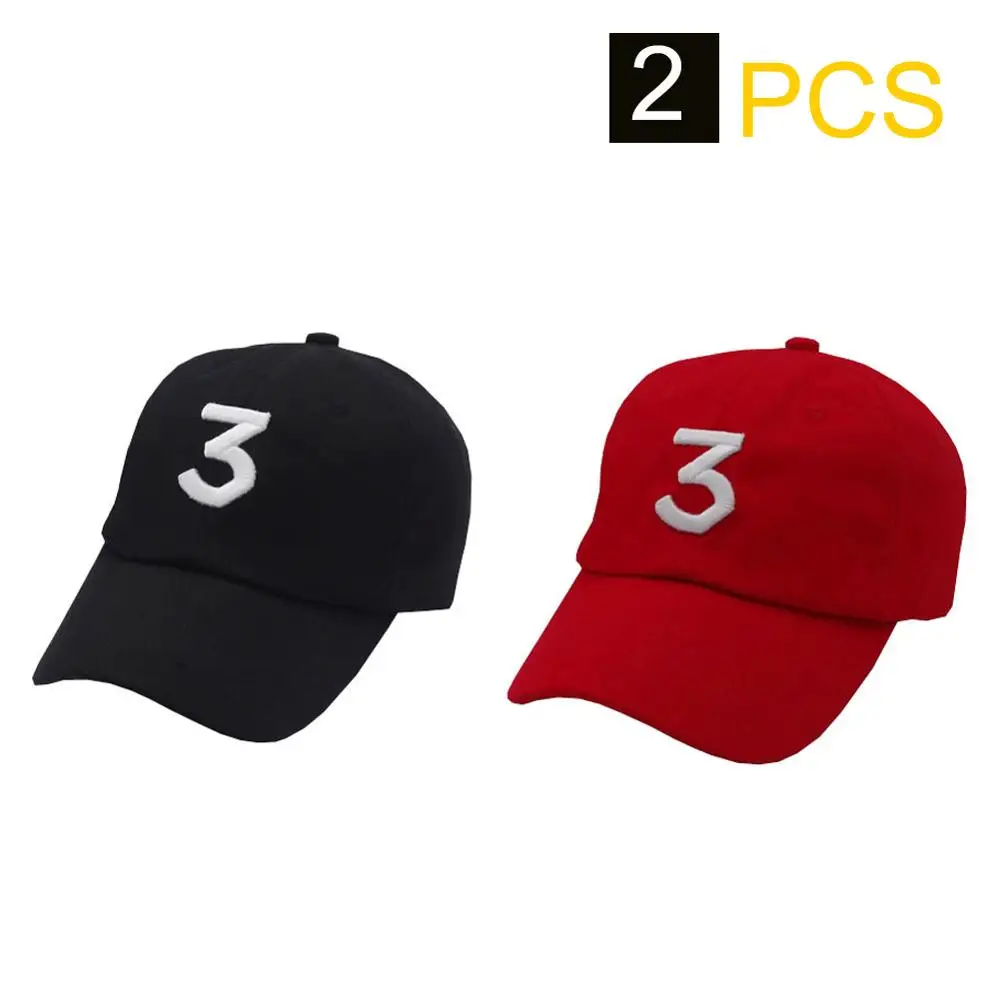 

GEANBAYE Chance The Rapper Hat 3 Cool Rock Hip Hop Classic Casquette with Adjustable Strap (Black and Red 2 Pack)