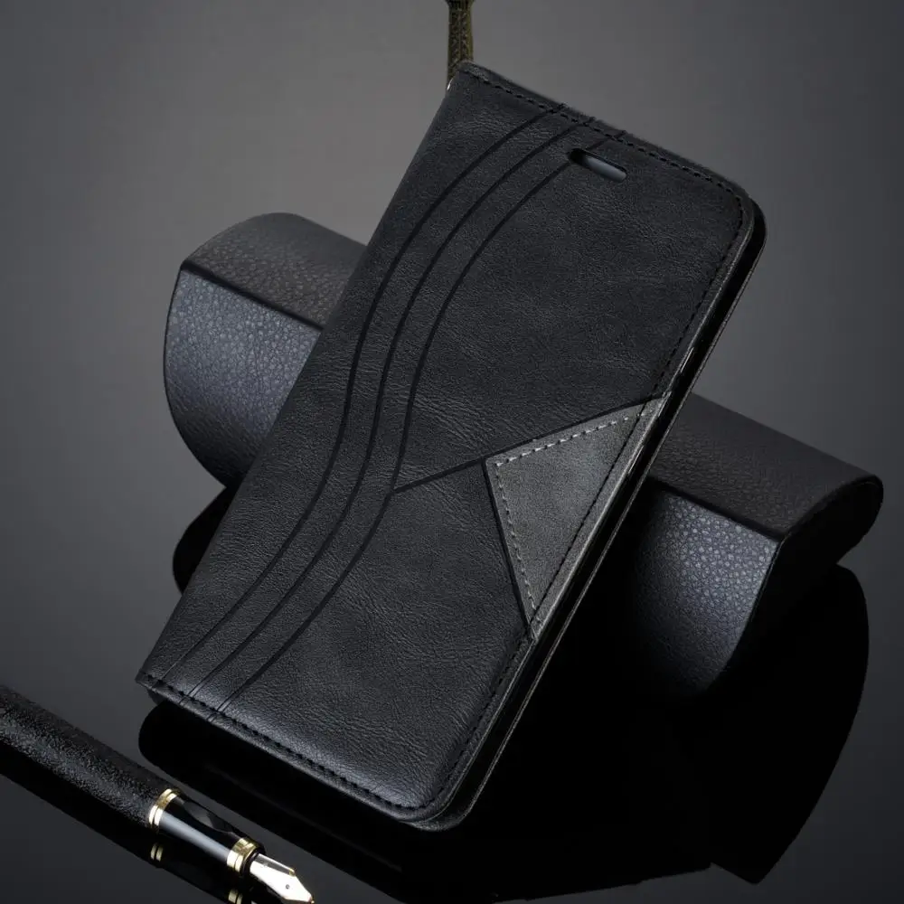 Роскошный чехол-книжка для SAMSUNG Galaxy A10S A20E A30 A40 A50 A70S A7, Магнитный кожаный чехол-бумажник для мобильного телефона - Цвет: black