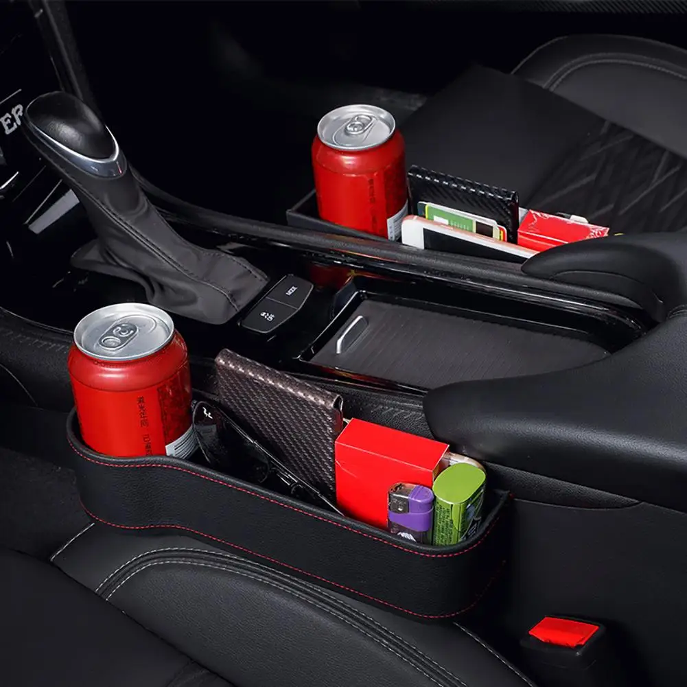 Car Seat Gap Storage Box Cup PU Leather Pocket Catcher Organizer Phone Bottle Cups Holder Multifunctional