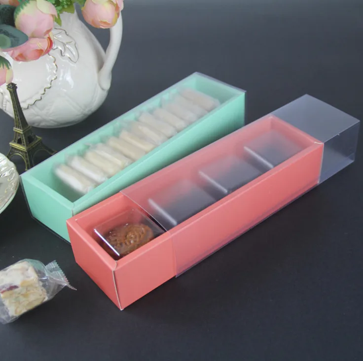 100pcs Drawer-type frosted 4-grain yolk crisp moon cake, snowflake crisp box, candy box, baking and packaging
