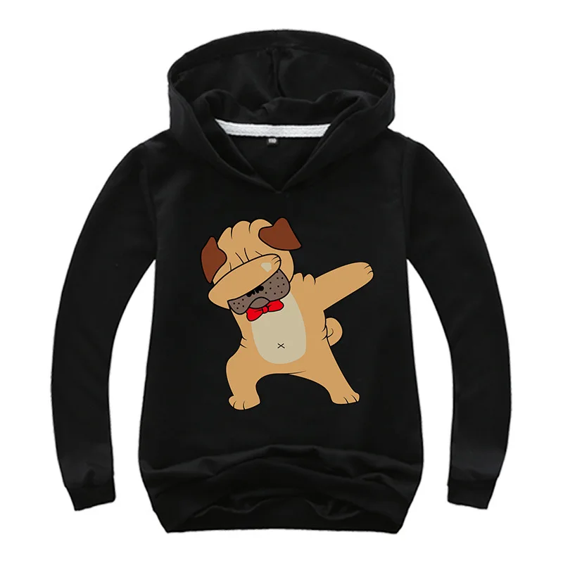 

autumn Animals Cartoon Sweatshirt Emoji Dog Printed Kids Tops For Boys Girls Pullover Enjoy Pugs Hoodies Hip Hop Basic Coat Clot