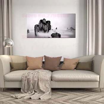 

Chinese Style Ink Painting Canvas Print Landscape Pictures for Dining Room Office Wall Decor Abstract Mountain Poster Drop Ship