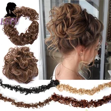 LUPU кудрявые резинки шиньон синтетические волосы булочка с резиновой лентой зажим в натуральном поддельном наращивание волос черный коричневый термостойкий