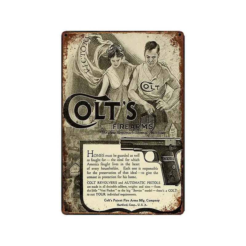 Металлическая Оловянная вывеска colt fire arms Bar Pub Home Vintage Retro плакат для кафе | Дом и