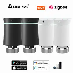 Aubess Tuya Smart Zigbee Radiator Actuator TRV Programmable Thermostatic Radiator Valve Temperature Controller Support APP Alexa