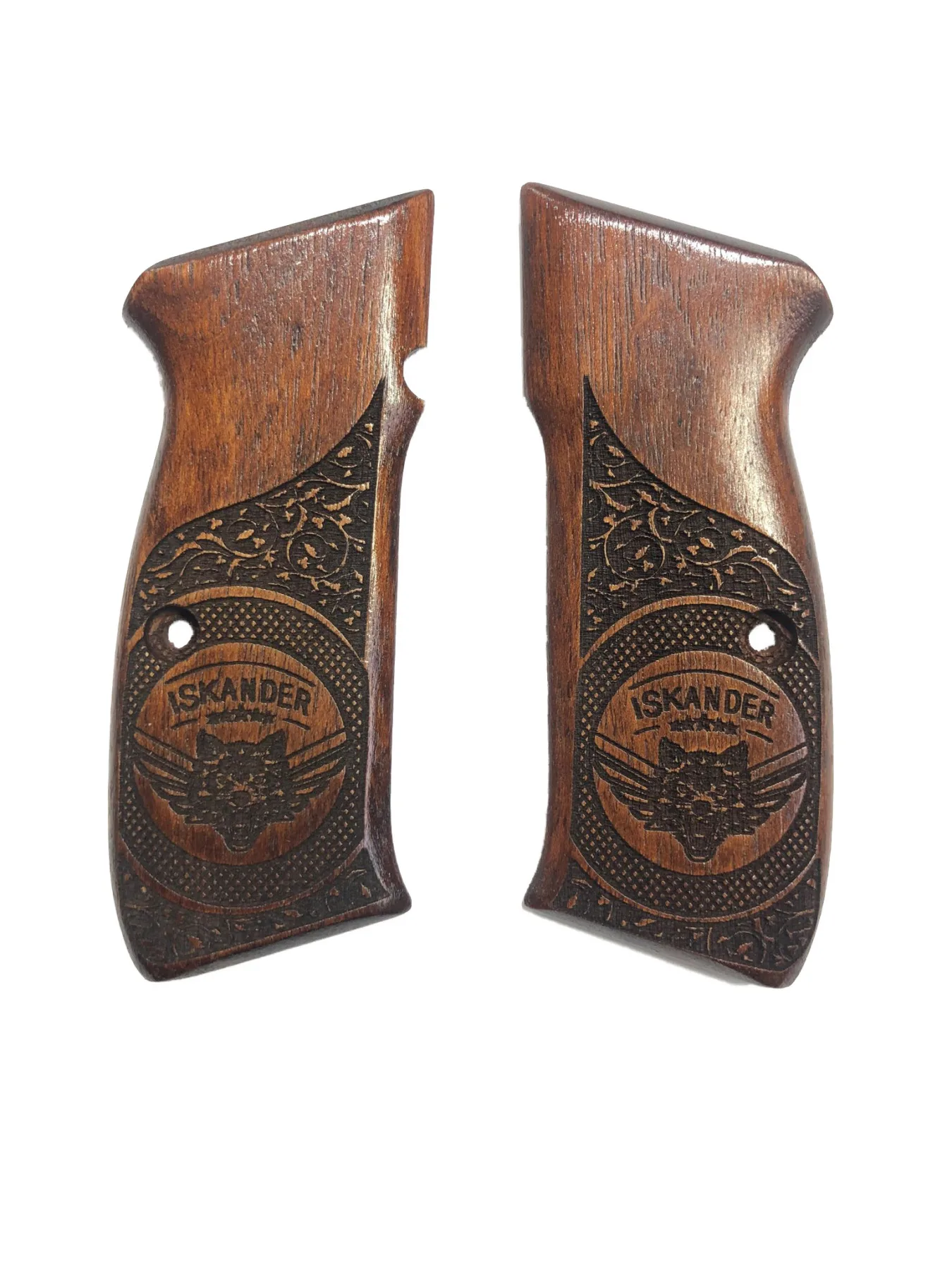

CZ75 Compatible İskander Written Wolf Model Special Series Laser Cutting Wooden Grip Mod36