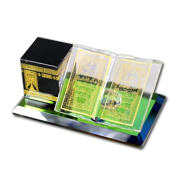 

Collectible Car Office Muslim Crystal Figurines Souvenirs Engraving Home Decor Desktop Islamic Building Kaaba Model Handicrafts