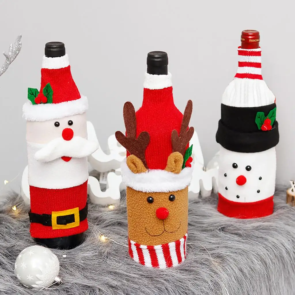 Details about   Wine Bottle Cover Bags case Decoration Snowman Xmas Santa Christmas moose 