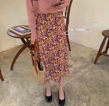 

Floral Print High Waist Skirt Women Maxi Vintage Elegant Long Skirt Mujer Summer 2020 Sweet A-line Skirt Plus Size Saia Longa