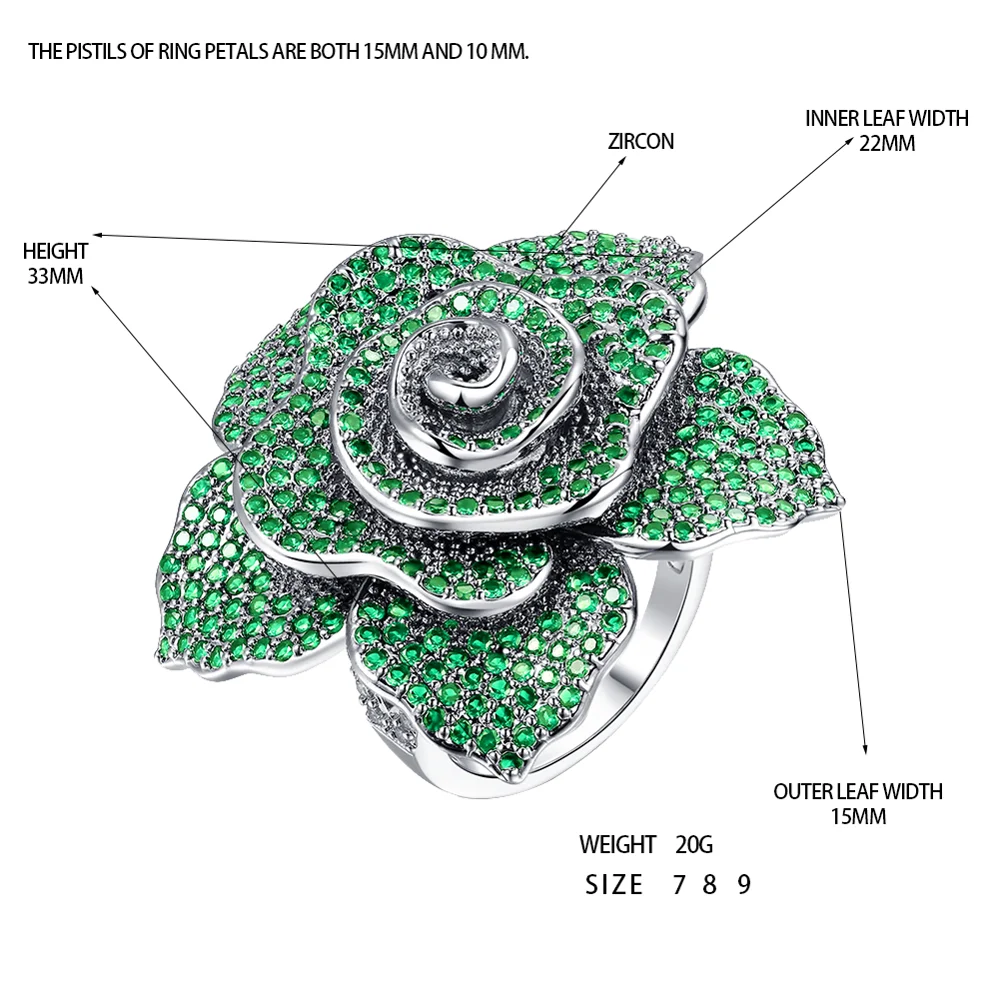 ERLUER брендовые ювелирные изделия кольца для женщин Мода серебро розовое золото заполнение Кристалл Циркон цветок Роскошные Свадебная вечеринка палец кольцо девушка