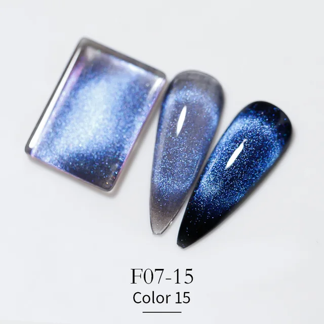 Vendeeni New Colourful Crystal Cat Eye Gel Nail Polish 9D Aurora Cat's Eye Gel Varnish Magnetic Hybrid UV Soak Off Gel Lacquer F07-15