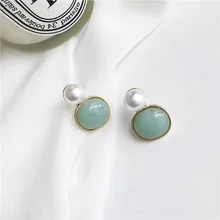 Супер фея девичьи нежные зеленые серьги порт атмосферы качество Джокер восстановление древних способов круглый жемчужные серьги