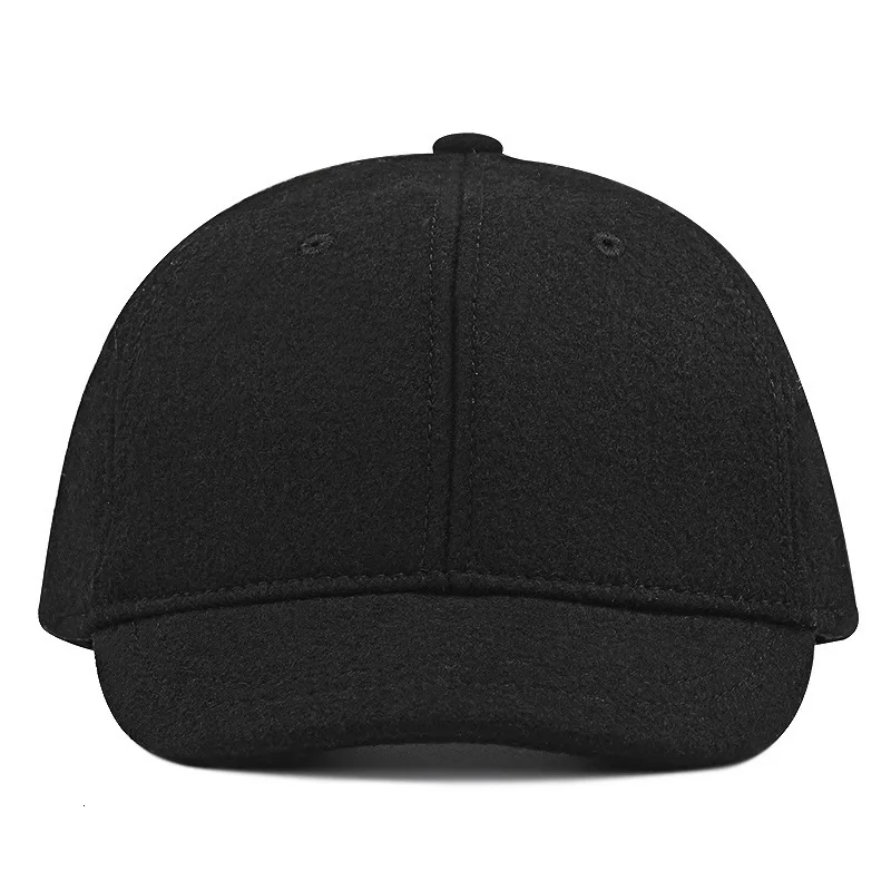 Зимняя бейсбольная кепка большого размера s для пожилых мужчин теплая короткая шерстяная шапка большого размера плюс фетровая Кепка Снэпбэк 56-61 см 62-68 см