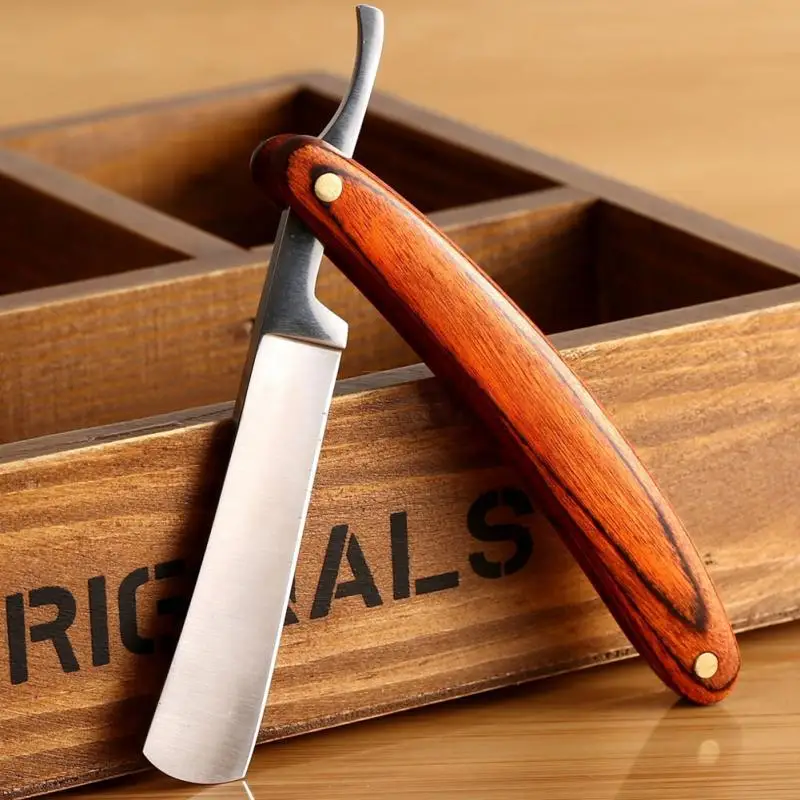 Vintage-Old-Style-Straight-Edge-Stainless-Steel-Barber-Razor-Folding-Shaving-Knife-Hair-Removal-Tools-Wood