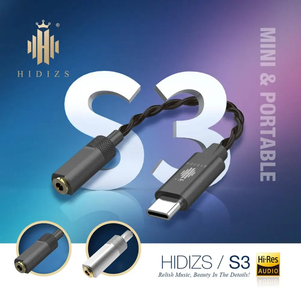 HIDIZS S3 Hi Res Headphone Amplifier USB DAC Android Audio Cable Type C to 3 5mm HiFi Lossless Jack Adapter PCM 24Bit 192kHz