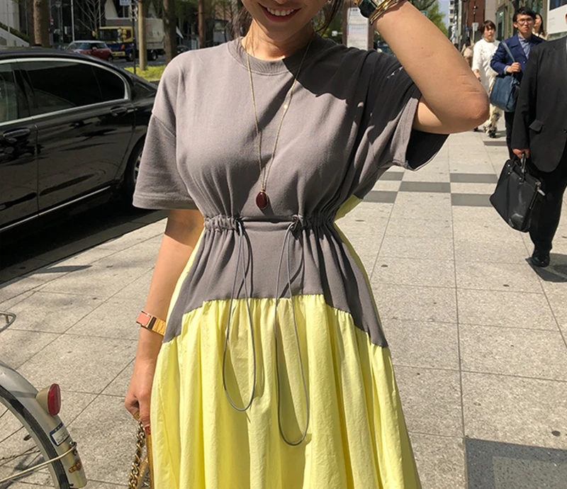 RICININA Long Dress Women Autumn Maxi Robe Longue Femme O Neck Patchwork Vintage Dress Long Sleeve Casual Ladies Dresses