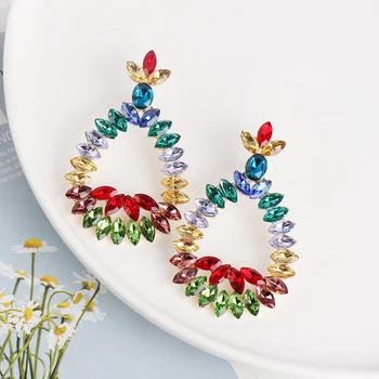 

FASHIONSNOOPS Boho Crystal Charm Drop Earrings Big Pendant Earrings Female Wholesale Dropshipping Factory Ear Accessories Bijoux