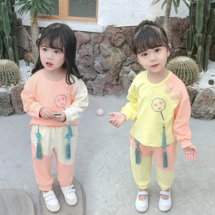 

Girl'S Spring Clothing Children Joint Pendant Set 2020 Spring New Style Girls Chinese-style Two-Piece Set