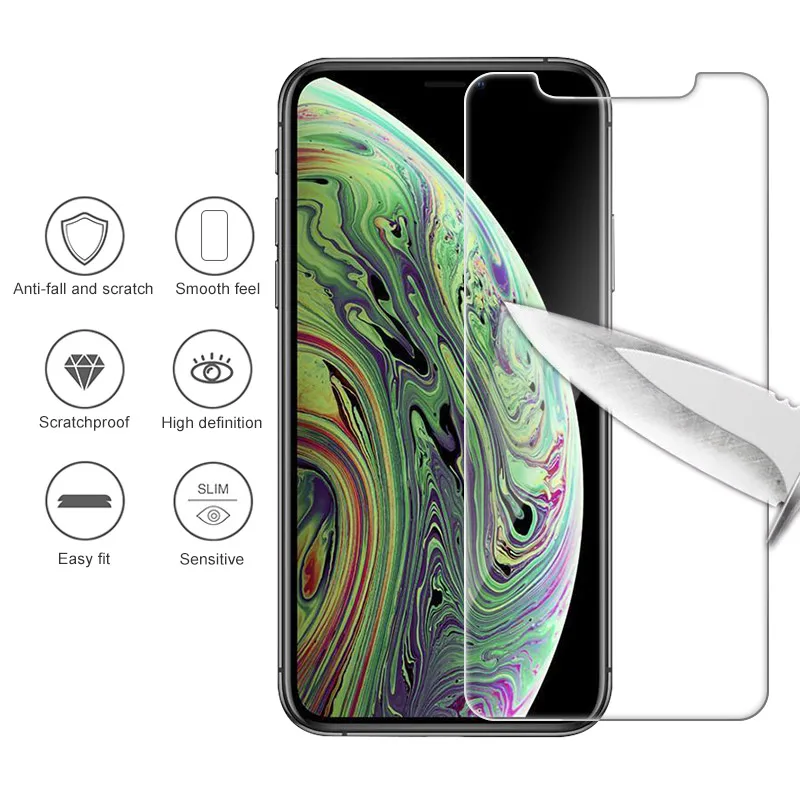 Защитный стеклянный чехол для iPhone 11 Pro MAX 2019 XR XS X S R 7 8 6 Plus 5 5S 5C SE 7Plus закаленное