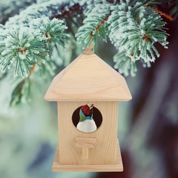 

Wooden Bird House Nest Box Outdoor Hanging Birdhouse for Lawn Home Art Decor