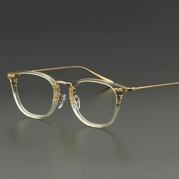 

Zerosun Brand Eyeglasses Frames Men Titanium Glasses Male Transparent Gold Eyewear Spectacles Optical Janpanese Vintage Luxury