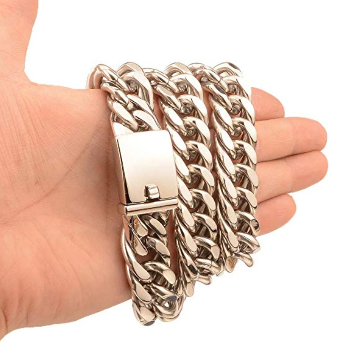 17MM Wide Fashion 316L Stainless Steel Silver Color Cuban Curb Miami Chain Men's Necklace Or Bracelet 7-40&quot Cool Jewelry Gift |