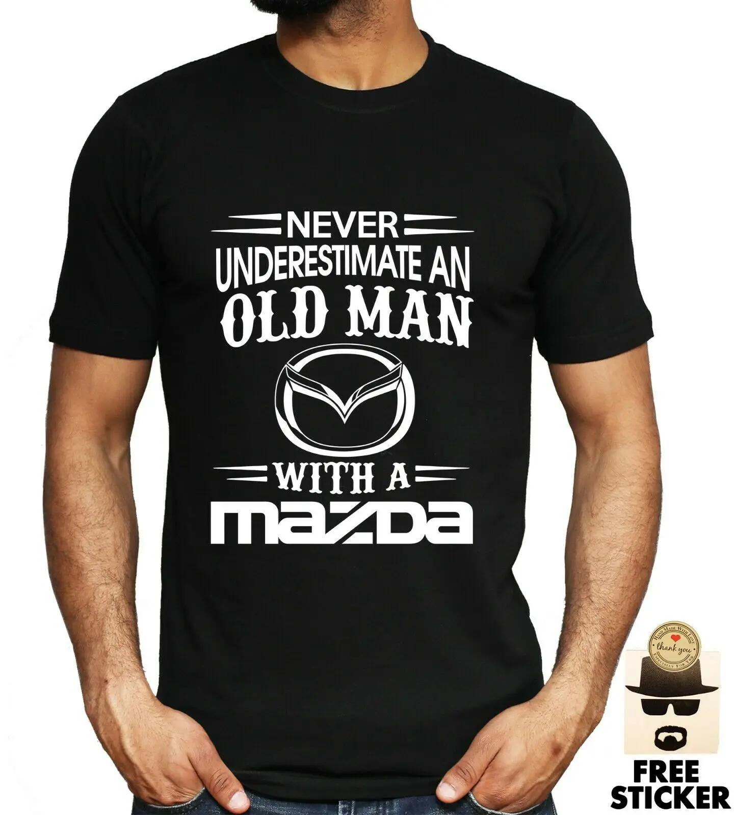Никогда не недооценивайте пожилых людей с Moto Guzzi, Aprilia, Chevrolet, M power, Mazda, Lexus, Jeep Amazing Мужская футболка с коротким рукавом - Color: Black