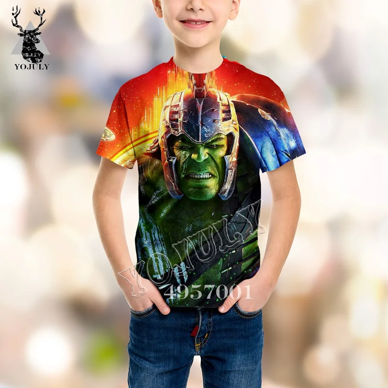 YOJULY/футболка с 3D принтом «мстители», супергерой Халк, «мстители» летняя детская модная Толстовка Детский топ с короткими рукавами для мальчиков, Y193 - Цвет: 13