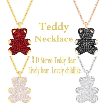 

Classic High Quality Crystal 3D Stereo Bear Multicolor Necklace Female To Send Girlfriend Anniversary Gift Wild Jewelry