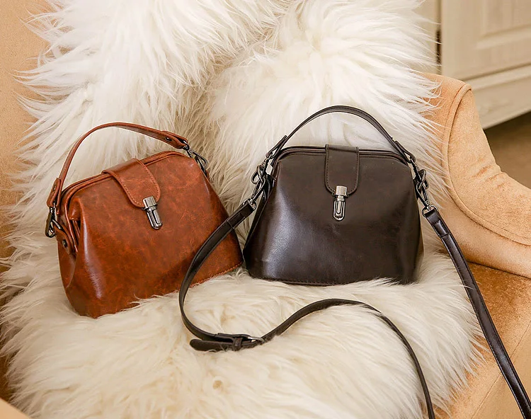 Doctoc Bag Women Leather Handbag 2019 Ladies Small Tote Purse Vintage Crossbody bag for Girls Padlock Messengers Black Brown RED (7)