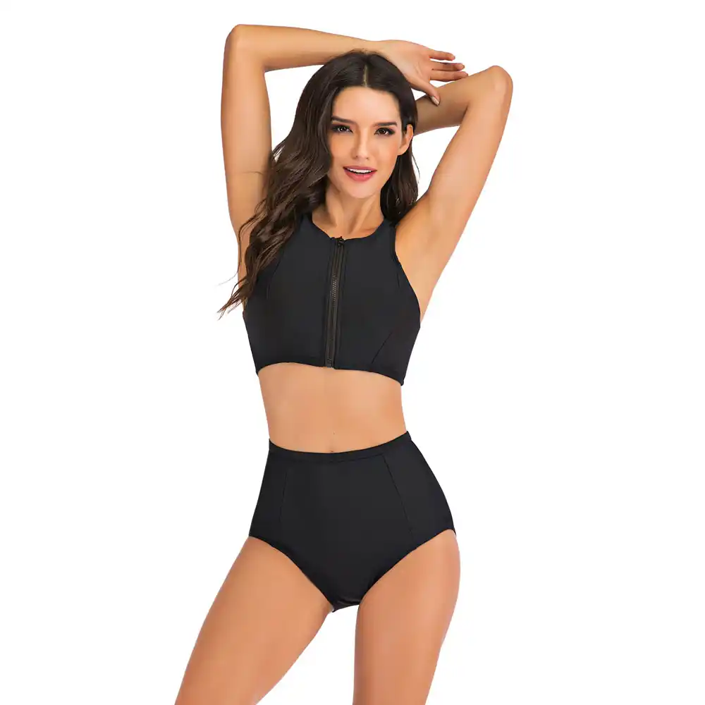 Zip front 2 piece swimsuit Clearance