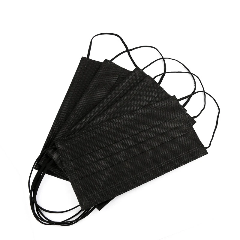 Free-shipping-Black-3-layer-Mask-10-20-50-100pcs-Face-Mouth-Masks-Melt-Blown-Cloth (3)