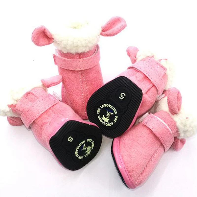 S-XXL 4Pcs/Set Winter Warm Shoes For Dogs Cute Dog Boots Snow Walking Cotton Small Puppy Sneakers Pet Supplies