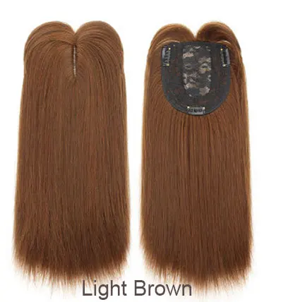 light brown 14 дюймов прямые волосы синтетические светлые волосы с челкой для женщин клип-в один кусок наращивание волос высокотемпературное волокно - Цвет: light brown
