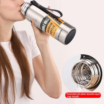 

500-1500ml Double Stainless Steel Vacuum Flask Thermos Mug Outdoor Travel Large Capacity Thermos Portable Travel Mug