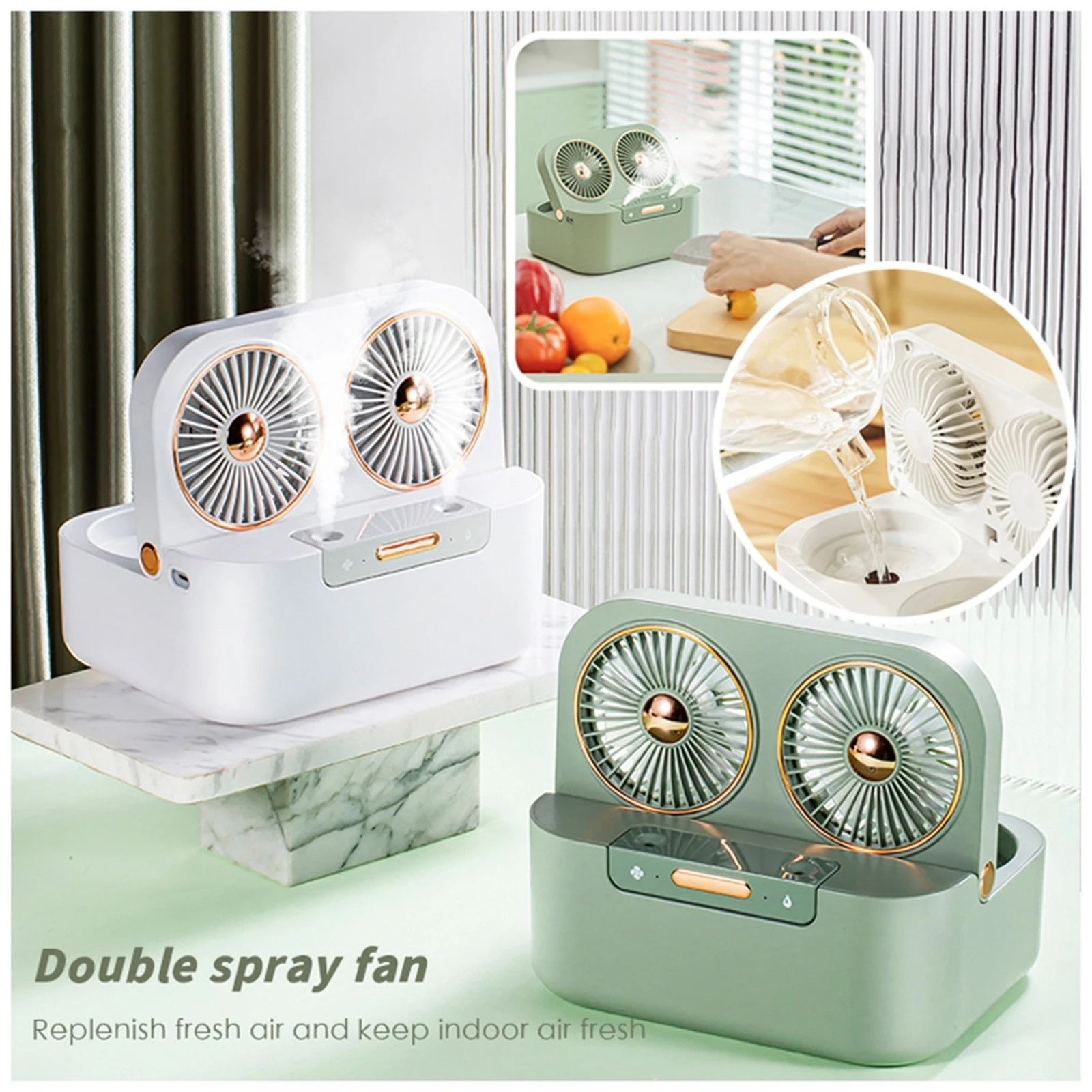 Humidificador de ventilador portátil para oficina, purificador de aire con Usb, 300ml, ventilador portátil, impulsor de niebla fría|Accesorios muebles| - AliExpress